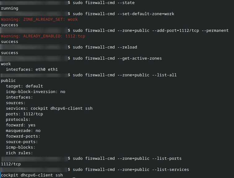 Firewalld list of active rules